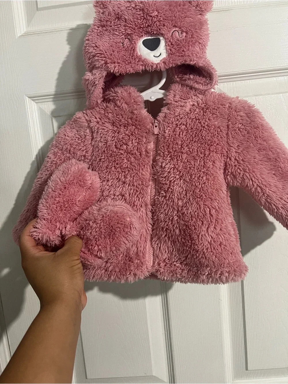 Carter's Dusty Rose Bear Hooded Fuzzy Puffer Jacket